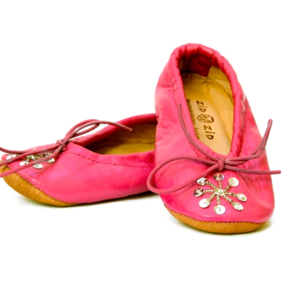 Zid Zid Ballerina flats Hand made in Morocco Pink sz 7 to 8–All leather slip on